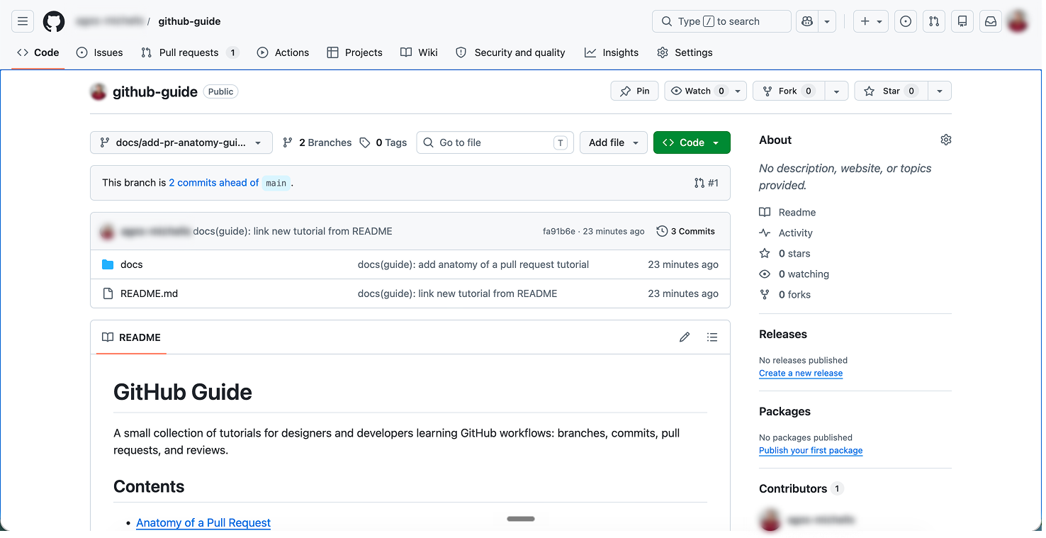 Anatomy of a GitHub repo page